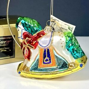 Vintage‎ Kurt Adler Handblown Glass Ornament Rocking Horse Polonaise Collection